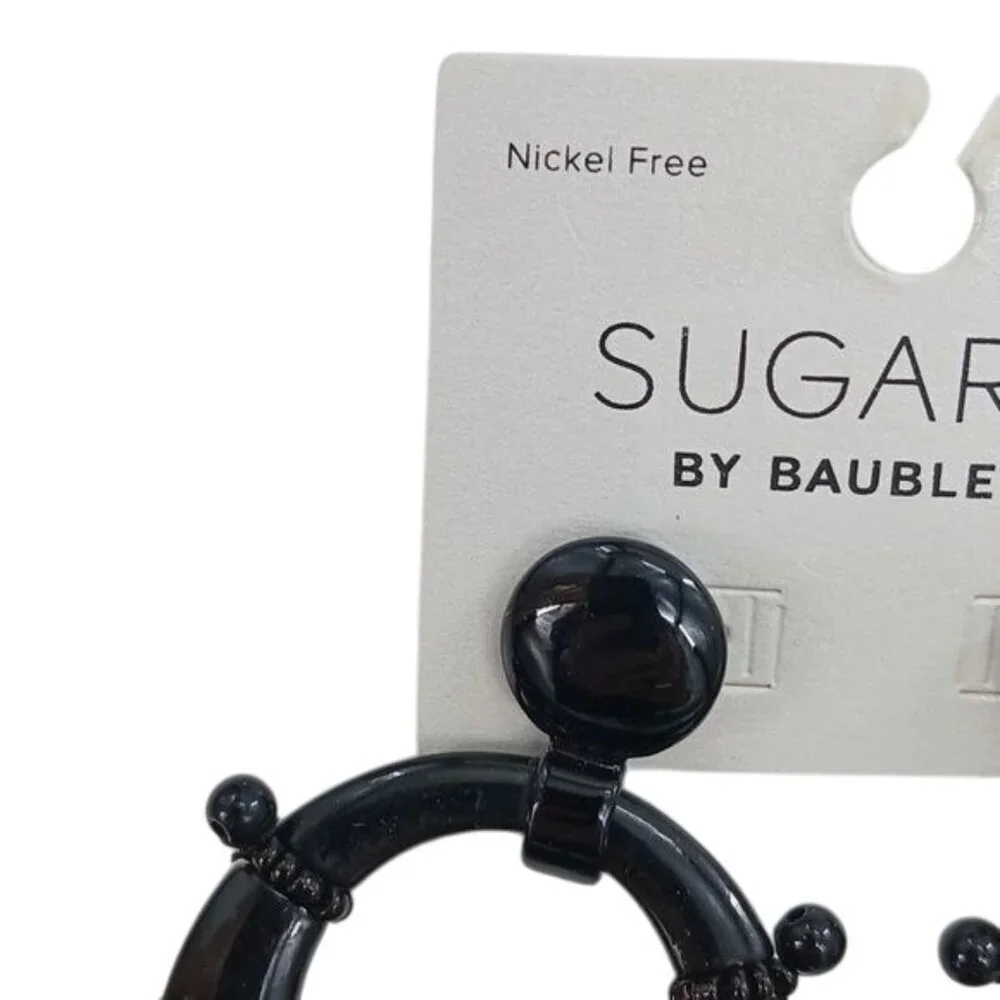Sugarfix by Baublebar Black Beaded Hoop Earrings Nickel Free Statement Jewelry